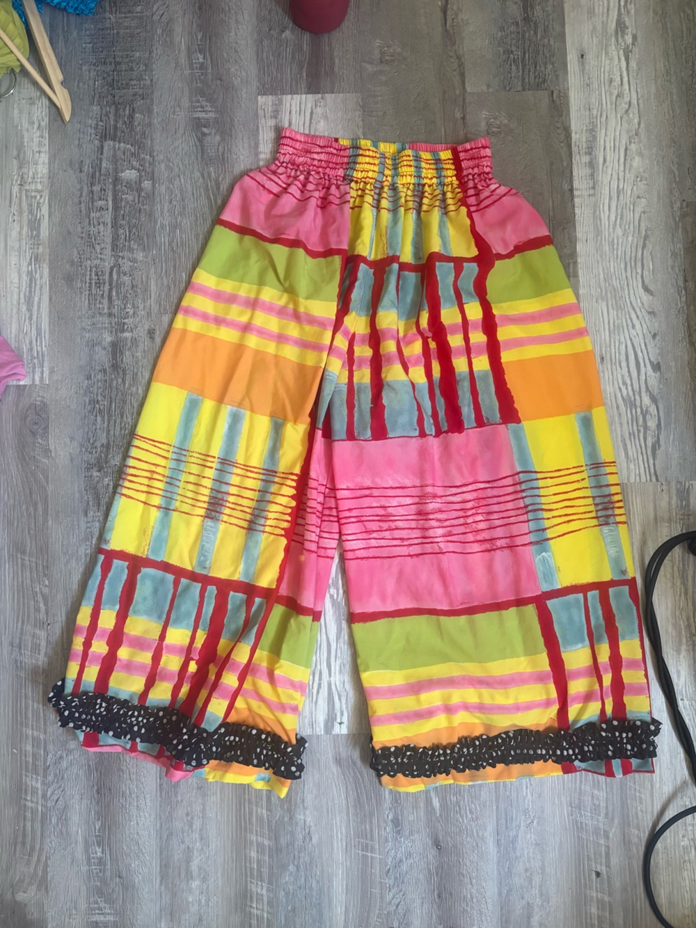 Multicolor Striped Maxi Palazzo Pants - Pink, Yellow & Green